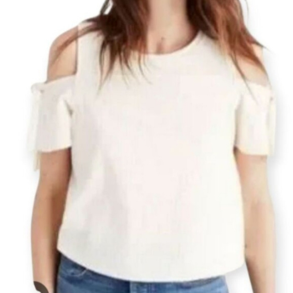 Madewell Skylark Cold Shoulder Cream Blouse Sz.M EUC